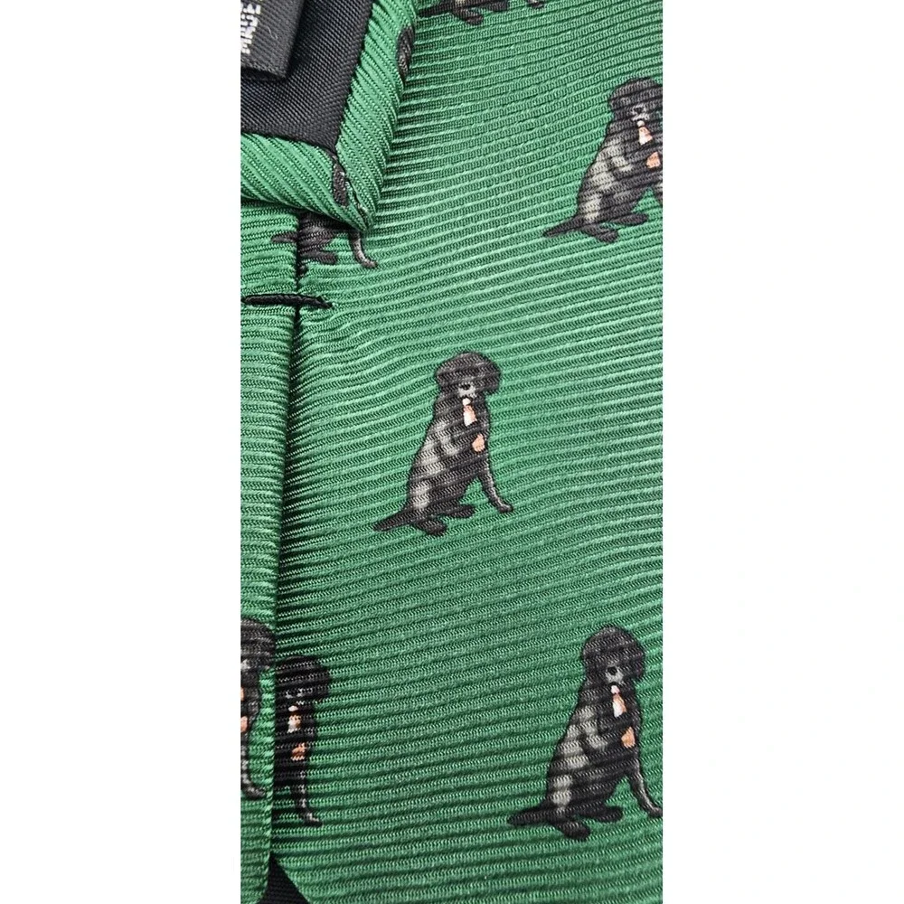 Southern Proper Black Labrador Dog Silk Tie Green Novelty Necktie Atlanta GA